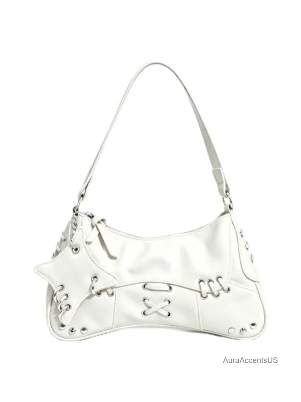 Vintage Punk Faux Leather Hobo Bag Y2K Shoulder Bag
